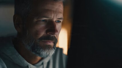 Thoughtful Man Working on Computer