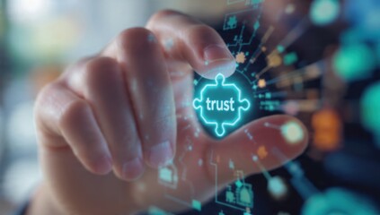 Trust: Hand Holding Digital Puzzle Piece