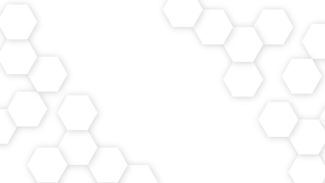 白背景に六角形が連結するミニマルなテクノロジーフレーム背景（16:9）