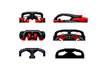 Obraz premium Pixel art Formula 1 halo in multiple views and styles
