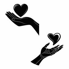 Cupped Hands Holding Heart Vector Illustration