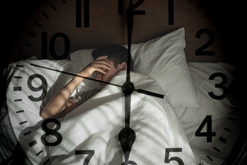 Insomnia and Sleepless Night Under Time Pressure, Sleep Deprivation and Stress Clock Concept
