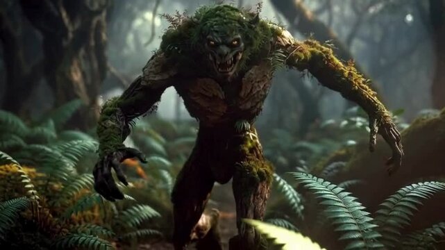 A creature from dark tales, emerges from a mysterious, primeval swamp, this image captures a creature, a captivating and fearsome swamp dweller.