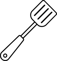 Flat Slotted Spatula Icon with Hanging Hole Outline
