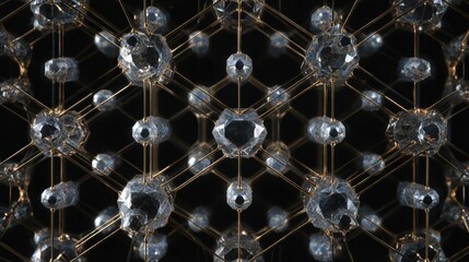 Abstract crystal molecule structure on black background