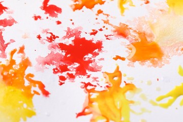 Abstract watercolor painting on canvas, closeup view