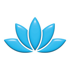 Realistic 3D blue lotus flower vector. Glossy floral icon isolated on white. Symbol for spa, yoga, wellness, beauty salon, meditation and zen harmony.