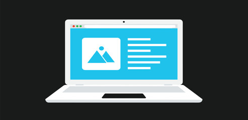 A laptop displaying a graphic design interface with various elements and tools on its screen