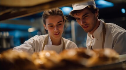 A professional bakery environment highlights teamwork, precision, and timing as workers manage proofing, baking, and cooling processes. cinematic color correction, natural uneven lighting yet