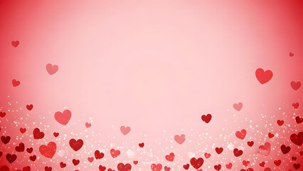 Valentine's day background with floating hearts and glitter
