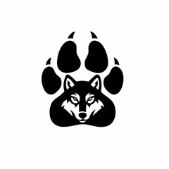Fototapeta premium Wolf footprint vector logo 