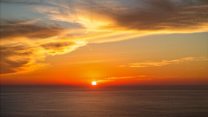 aerial view of setting sun