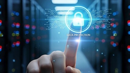 Data protection and cybersecurity concept with a digital lock icon. - Powered by Adobe