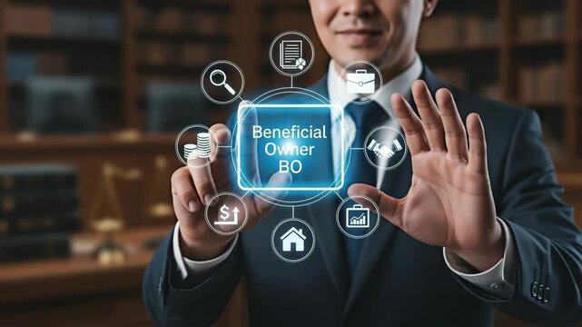 Businessman presenting the concept of Beneficial Owner BO.