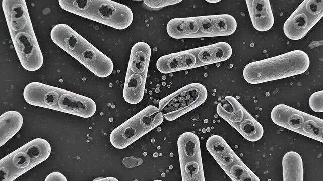 Microscopic visualization of multiplying rod-shaped bacteria (bacilli).