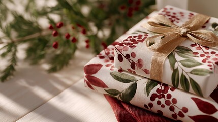 Christmas wrapping paper patterns extended into textile prints, greeting cards and digital wallpapers, offering a versatile holiday design collection with festive character. cinematic color