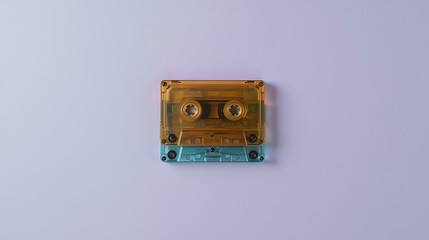 Obraz premium A retro cassette tape on a pastel background. Colorful music closeup.