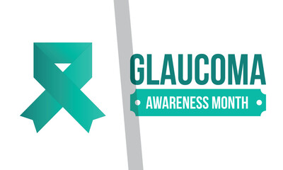Glaucoma Awareness Month. Celebrate annual in January. Vision problems. Save your eyes. Prevention and protection. Green ribbon. Medical healthcare concept. Poster, banner and background. Vector