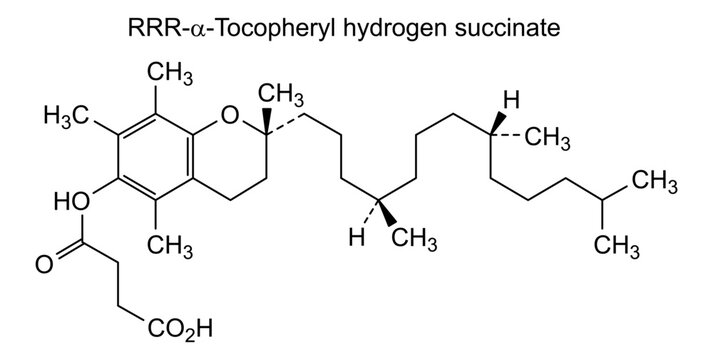RRR-&alpha;-Tocopheryl hydrogen succinate, chemical structure of RRR-&alpha;-Tocopheryl hydrogen succinate, drug substance