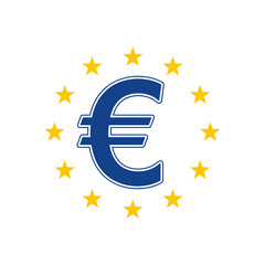 Blue euro symbol with yellow stars in circular arrangement  