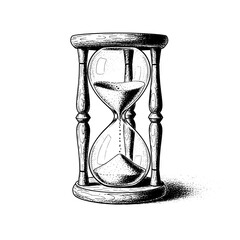 Vintage hourglass with flowing sand in sketch style illustration  