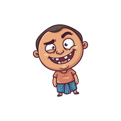 Obraz premium Funny Cartoon Boy Character Sticker Illustration.
