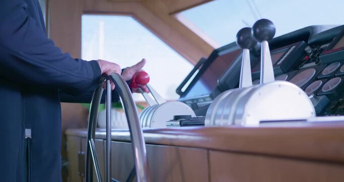 Engineer Operates Ship Control in Engine Room