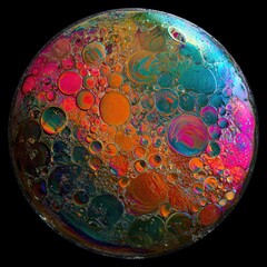 Naklejka premium Abstract Colorful Oil Bubbles Inside a Perfect Circular Form