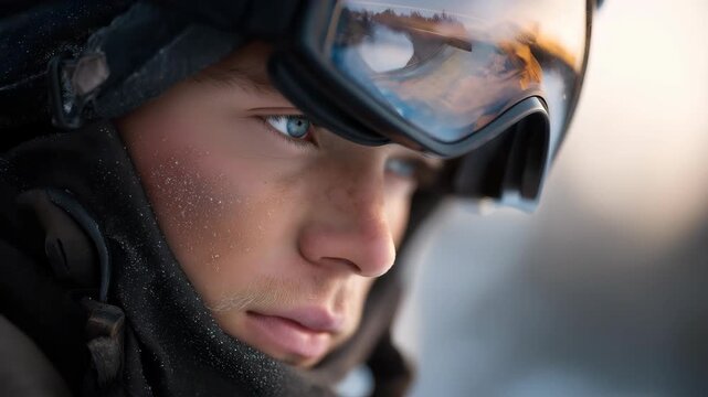  Close-up of a Man Wearing Ski Goggles 