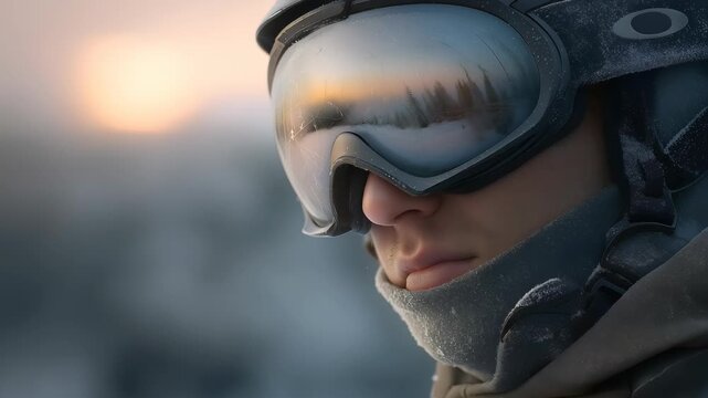  Close-up of a Man Wearing Ski Goggles 