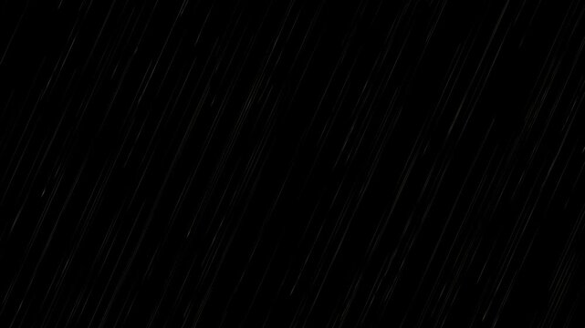 Abstract digital animation depicting heavy rain falling against a solid black background