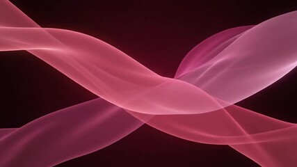 Smooth pink and red ribbon waves flowing across dark background abstract motion graphics video clip - Powered by Adobe
