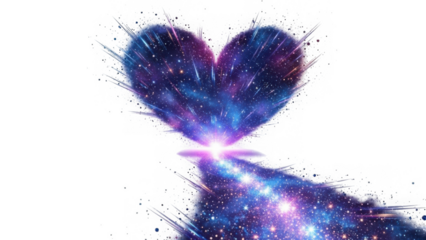 Cosmic heart burst isolated on transparent background