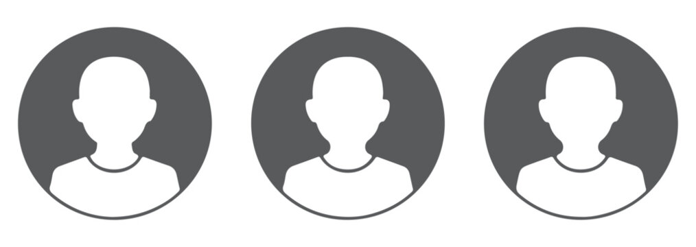 Gray Silhouette User Profile Icons on White Background