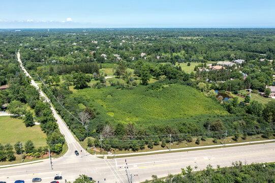 Aerial view of a parcel of land for sale