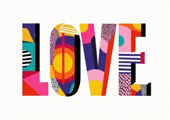 Colorful abstract typography spells the word love in vibrant design.
