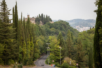 Naklejka premium Castello di Badia - Badia castle on the Poggio Marturi hill, municipality of Poggibonsi, province of Siena, Tuscany, Italy