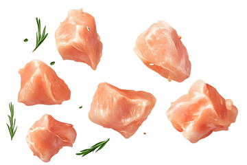 Pieces of fresh chicken meat Isolated on transparent background