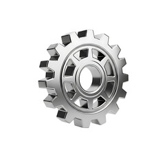 A shiny metal gear on transparent background