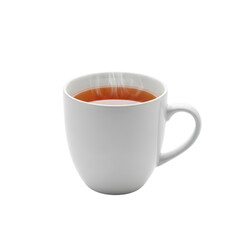 Obraz premium A white mug of steaming tea on transparent background