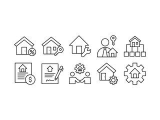 Property Management line editable icon set. Editable stroke. vector illustration