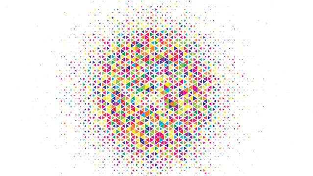 Dynamic Rainbow Triangle Halftone Pattern with Vibrant Multi Color Geometric Shapes for Creative Artistic Background Design Vector Illustration
