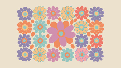 Fototapeta premium Vibrant floral pattern with multicolored flowers on beige background for decoration and design