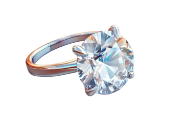 diamond engagement ring 3d render icon isolated on transparent background cutout