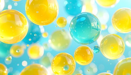 透明感あふれる水滴と美容液ジェルのグラデーション表現 ジェネレーティブAI