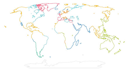 Obraz premium simplified smooth rounded-corners white silhouette world map colorful abstract creative. elements of this image furnished by NASA