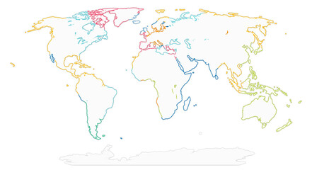 simplified smooth rounded-corners white silhouette world map colorful abstract creative. elements of this image furnished by NASA © wetzkaz