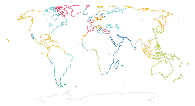 simplified smooth rounded-corners white silhouette world map colorful abstract creative. elements of this image furnished by NASA