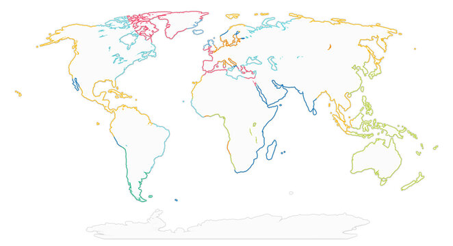 simplified smooth rounded-corners white silhouette world map colorful abstract creative. elements of this image furnished by NASA
