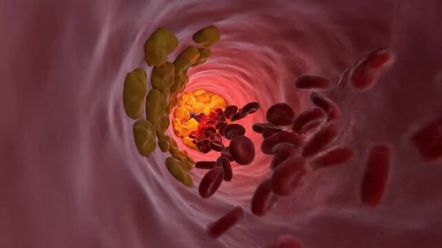 3D internal view of plaque buildup in a human artery